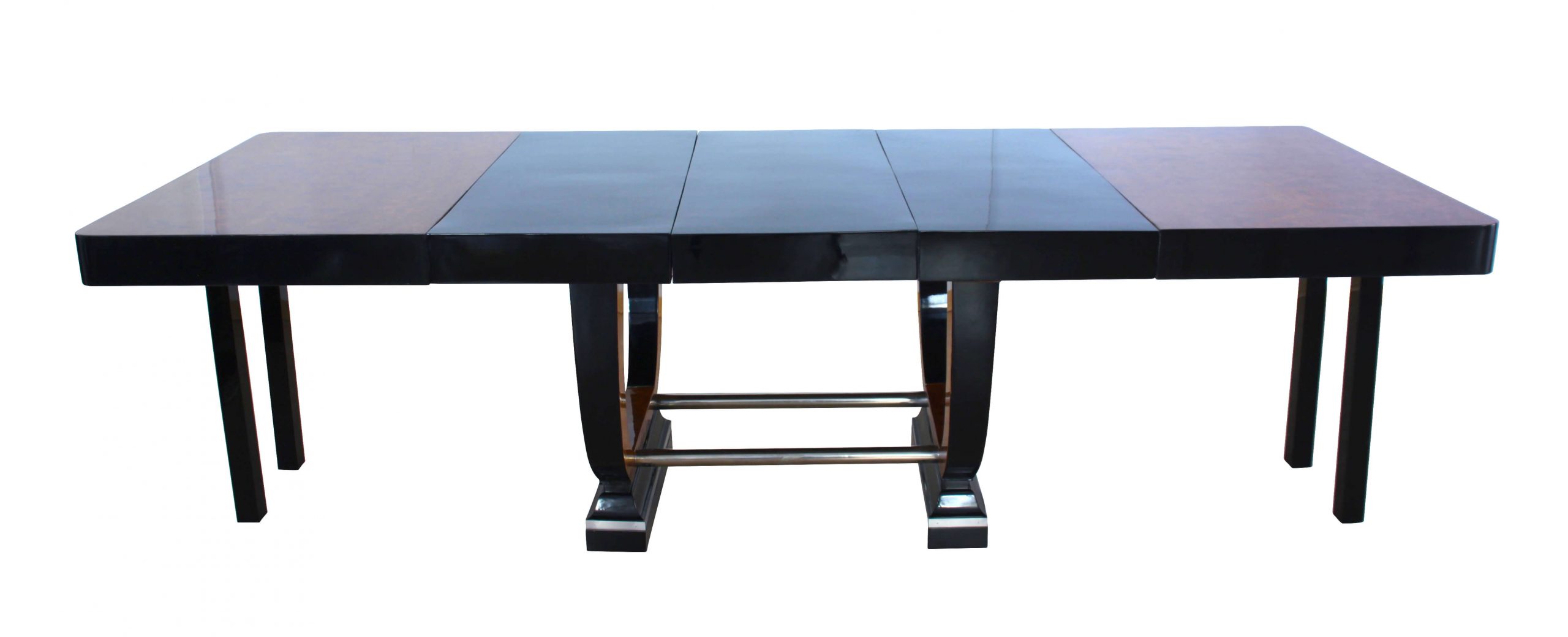 Art Deco Dining Room, Table Expandable, Extending, Pull-Out, Chrome Thuja Roots