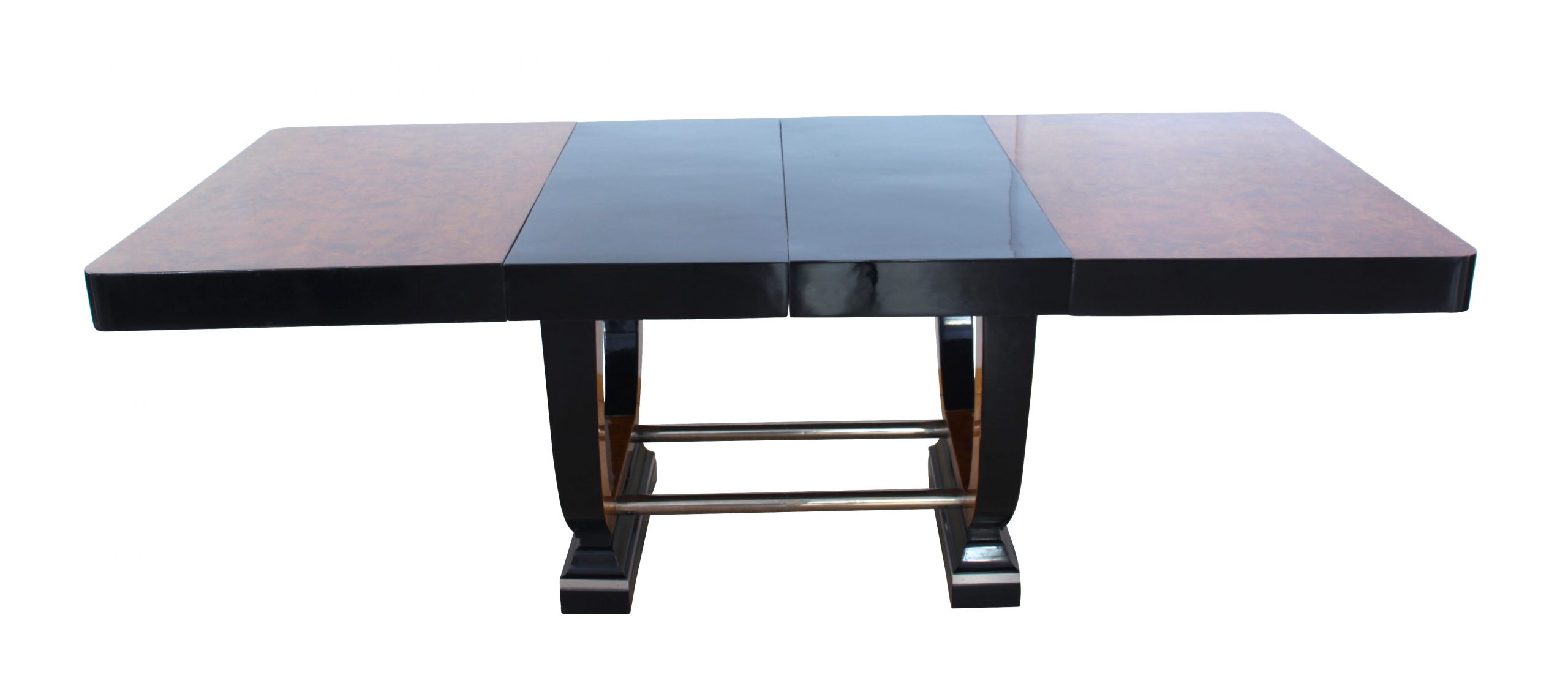 Art Deco Dining Room, Table Expandable, Extending, Pull-Out, Chrome Thuja Roots
