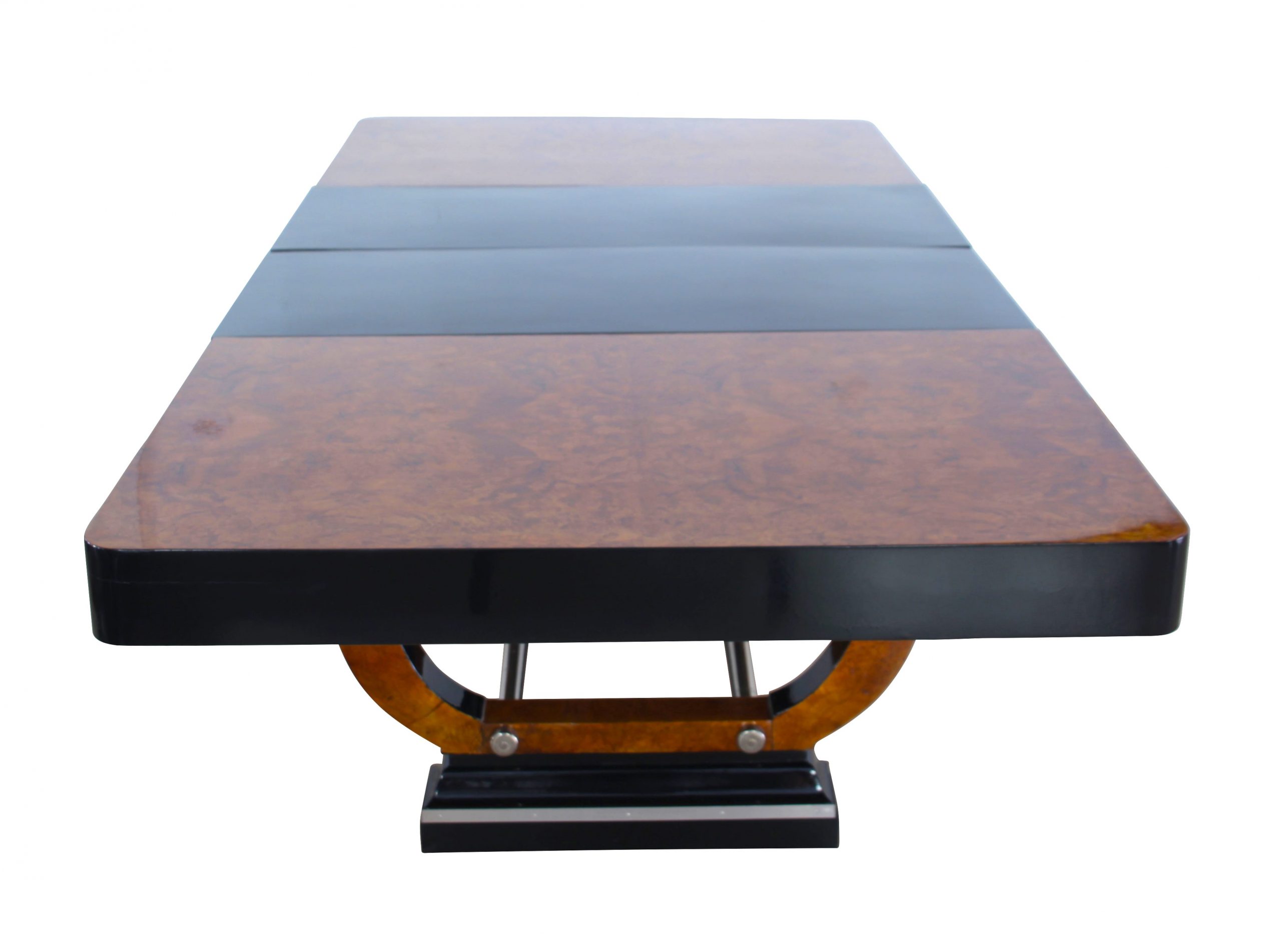 Art Deco Dining Room, Table Expandable, Extending, Pull-Out, Chrome Thuja Roots