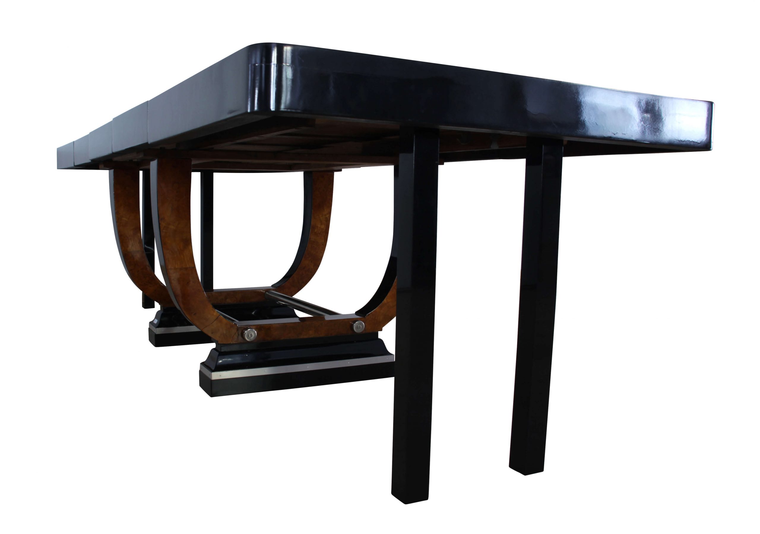 Art Deco Dining Room, Table Expandable, Extending, Pull-Out, Chrome Thuja Roots