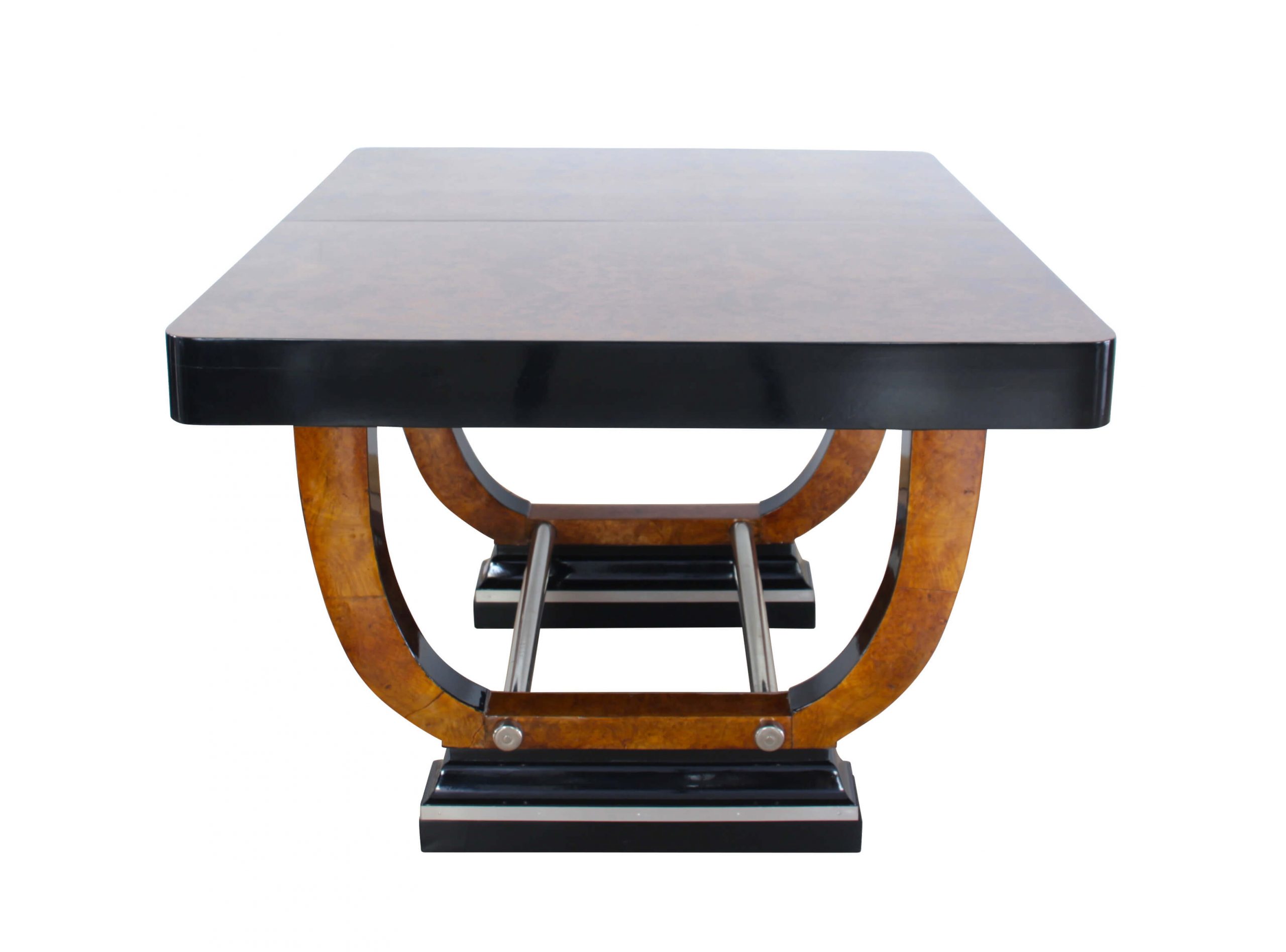 Art Deco Dining Room, Table Expandable, Extending, Pull-Out, Chrome Thuja Roots
