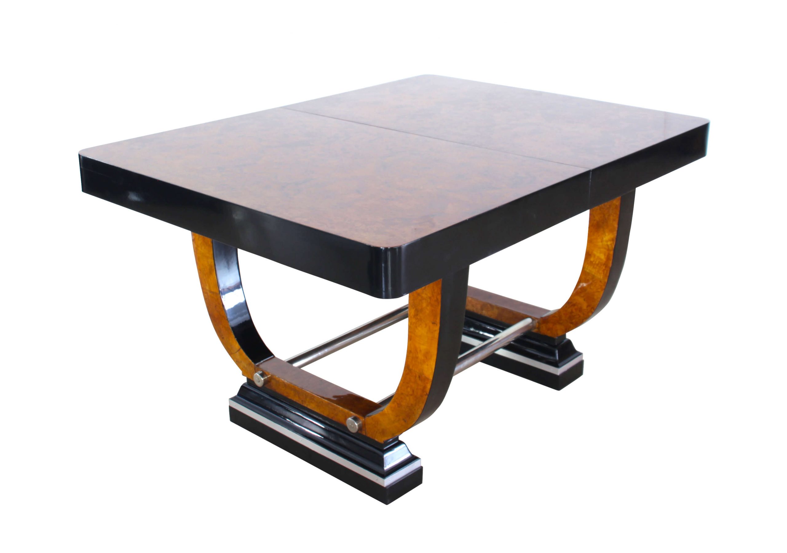 Art Deco Dining Room, Table Expandable, Extending, Pull-Out, Chrome Thuja Roots