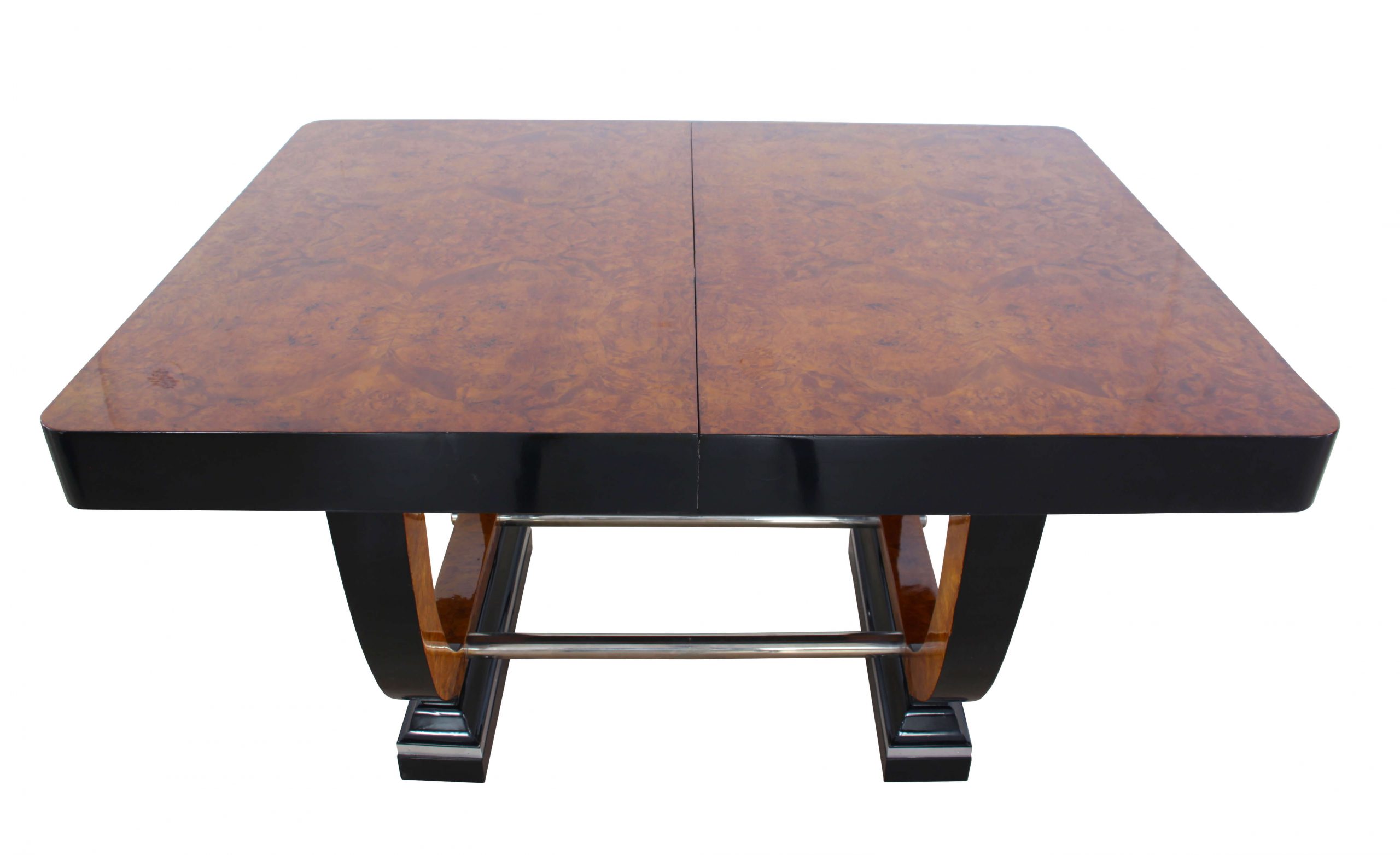Art Deco Dining Room, Table Expandable, Extending, Pull-Out, Chrome Thuja Roots