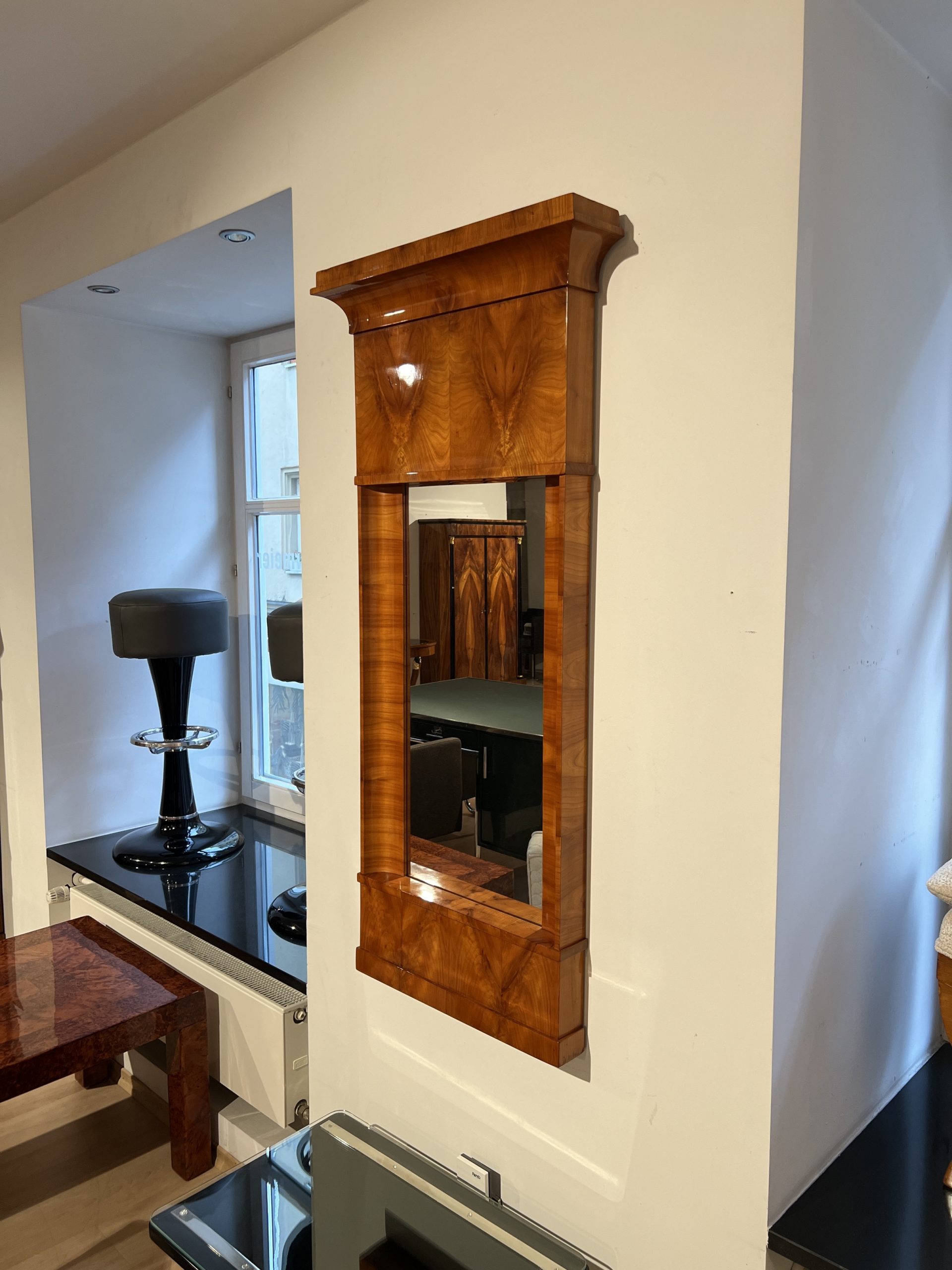Biedermeier Spiegel, Kirschbaum furniert