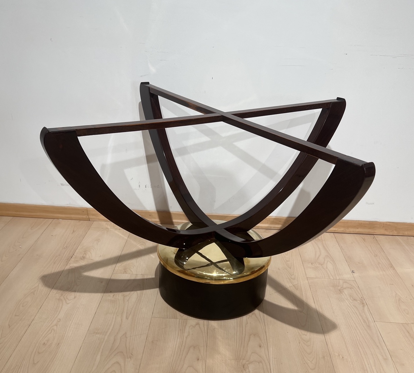 Art Deco Sofatisch, Palisander, Glasplatte2