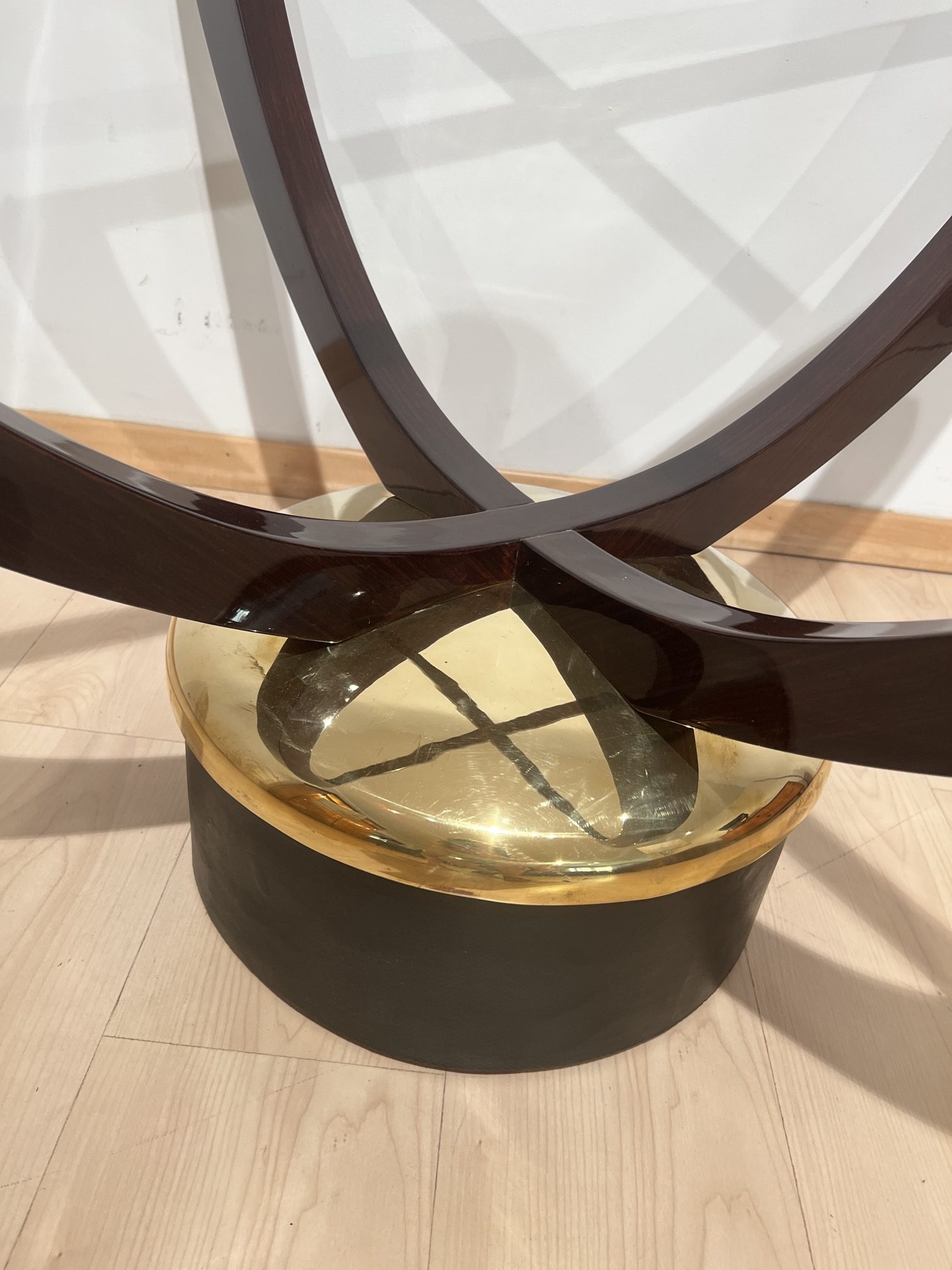 Art Deco Sofatisch, Palisander, Glasplatte3