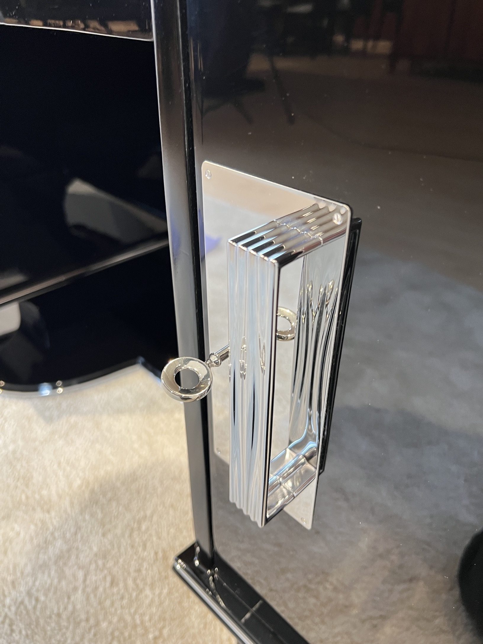 Art Deco Schreibtisch, Schwarzlack, Chrom 13