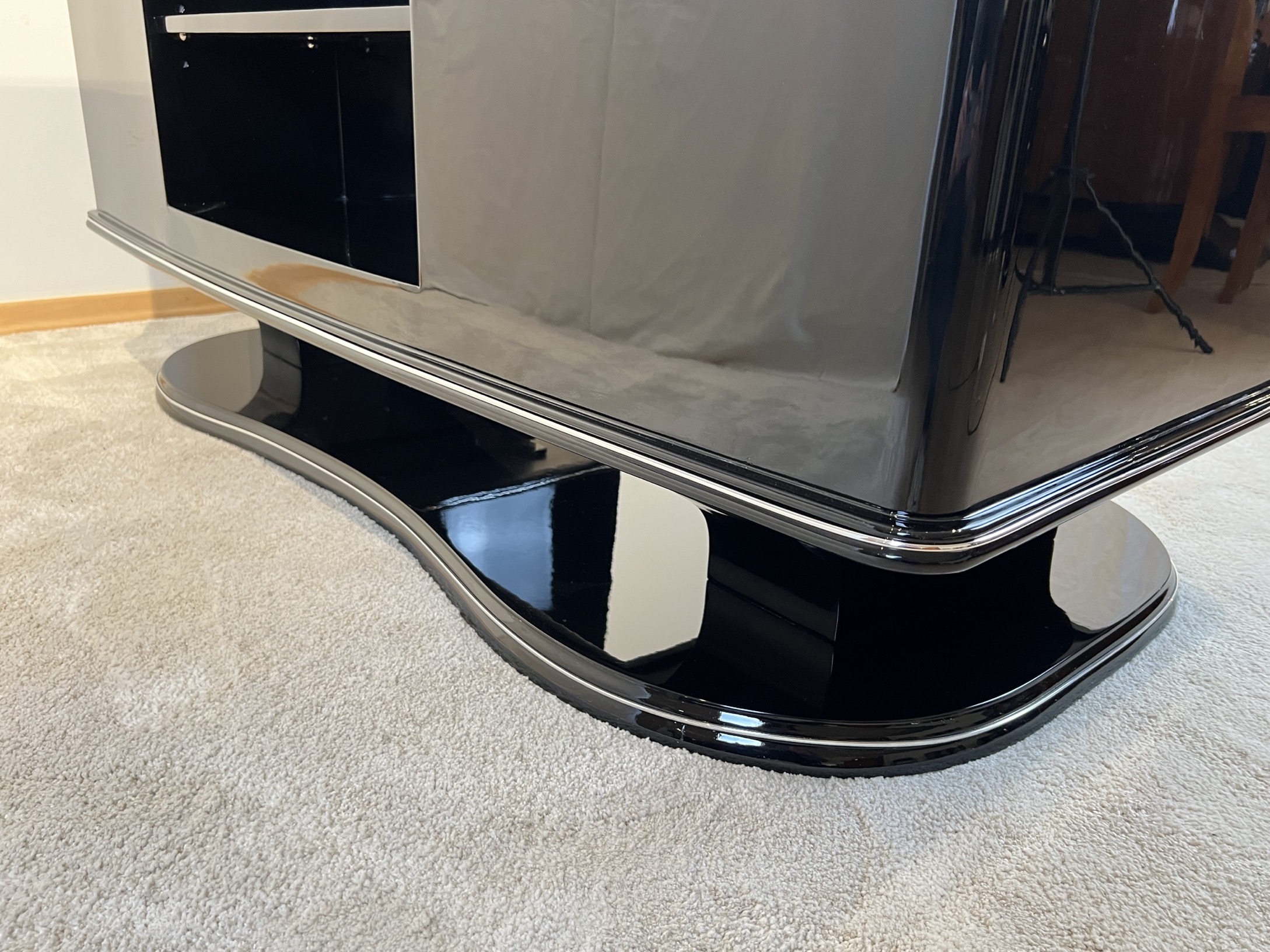 Art Deco Schreibtisch, Schwarzlack, Chrom 20