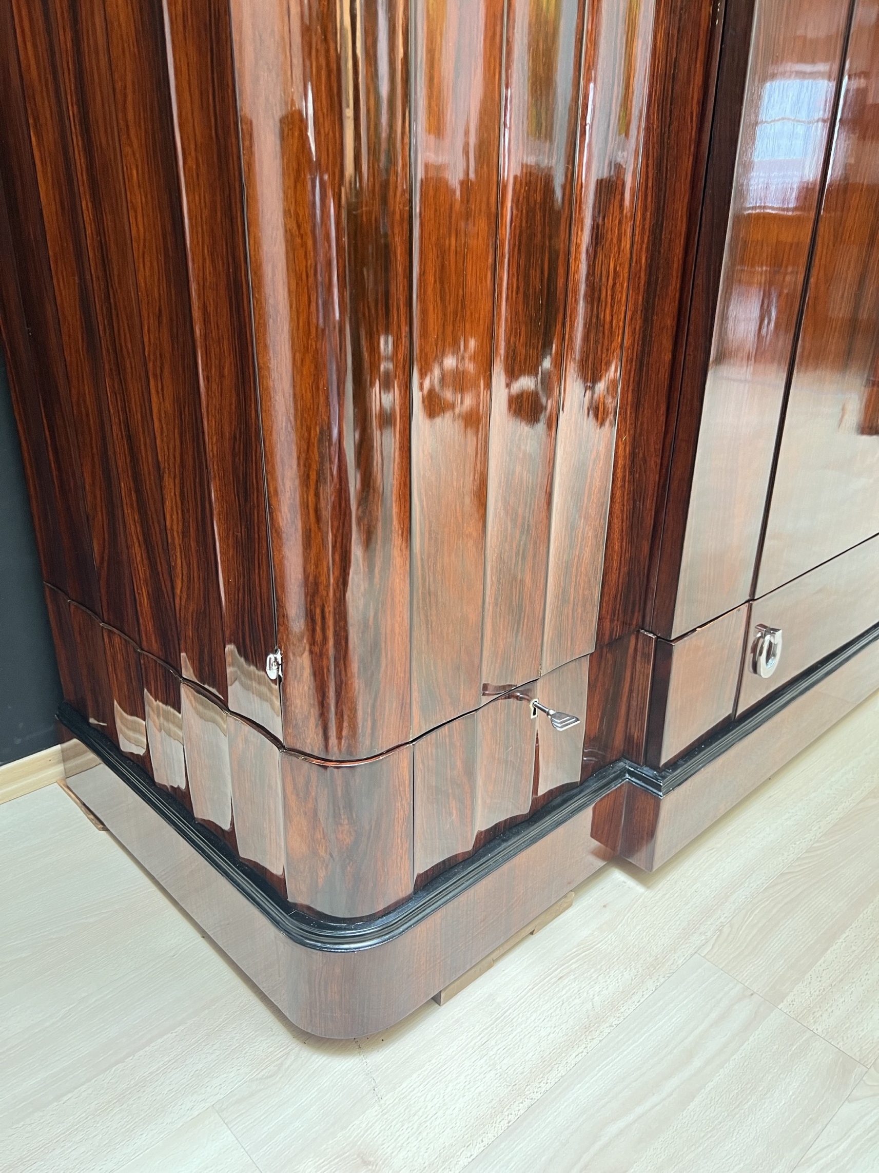 Art Deco Schrank, Palisander, Eiche, Silber und Chrom, Frankreich um 1930.7