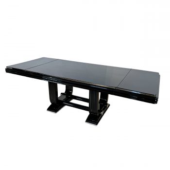 Art Deco Ausziehtisch, Schwarzlack, Gaston Poisson, 1930
