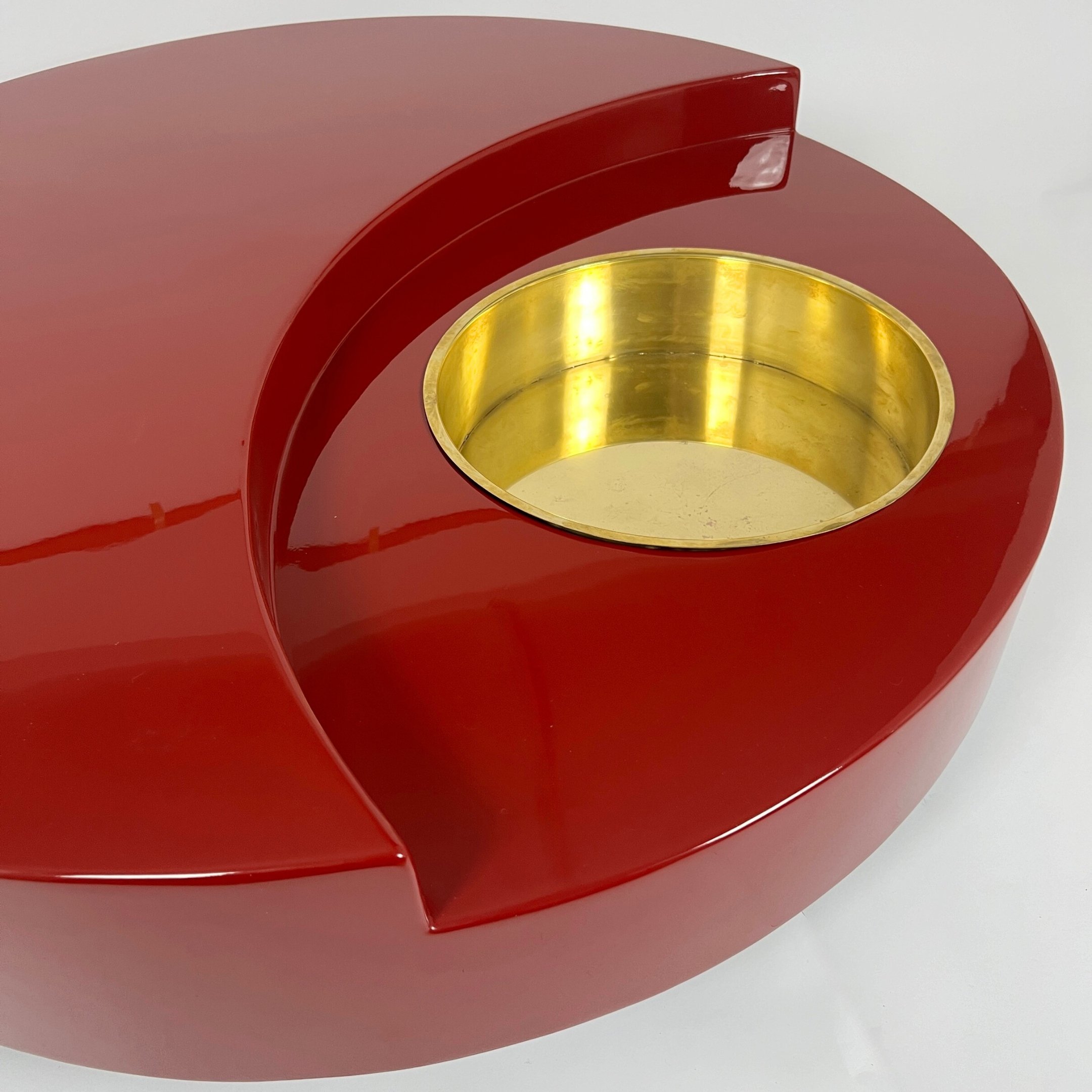 Willy Rizzo Coffee Table TRG, Red Lacquer, Italy, 1969.4