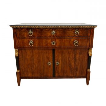 Biedermeier Kommode, Nussbaum, Vergoldet, Österreich um 1815