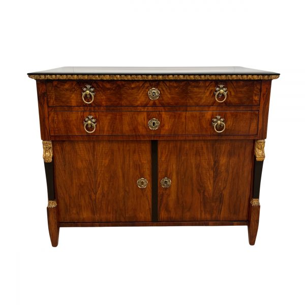 Biedermeier Kommode, Nussbaum, Vergoldet, Österreich um 1815