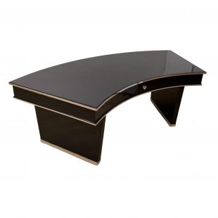 Art Deco Desk in Black Lacquer and Chrome