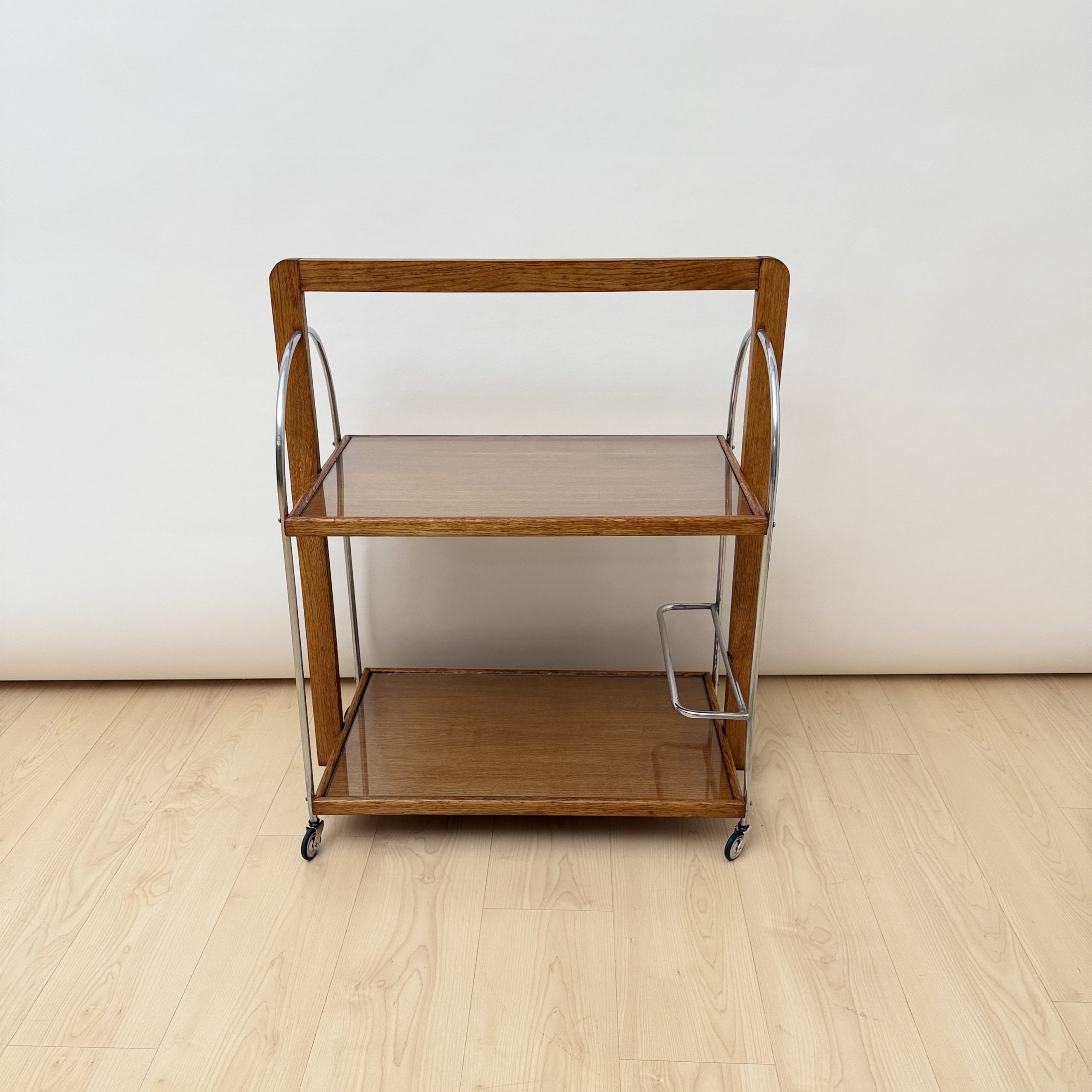 Französischer Art Deco Servierwagen in Eiche, um 1930