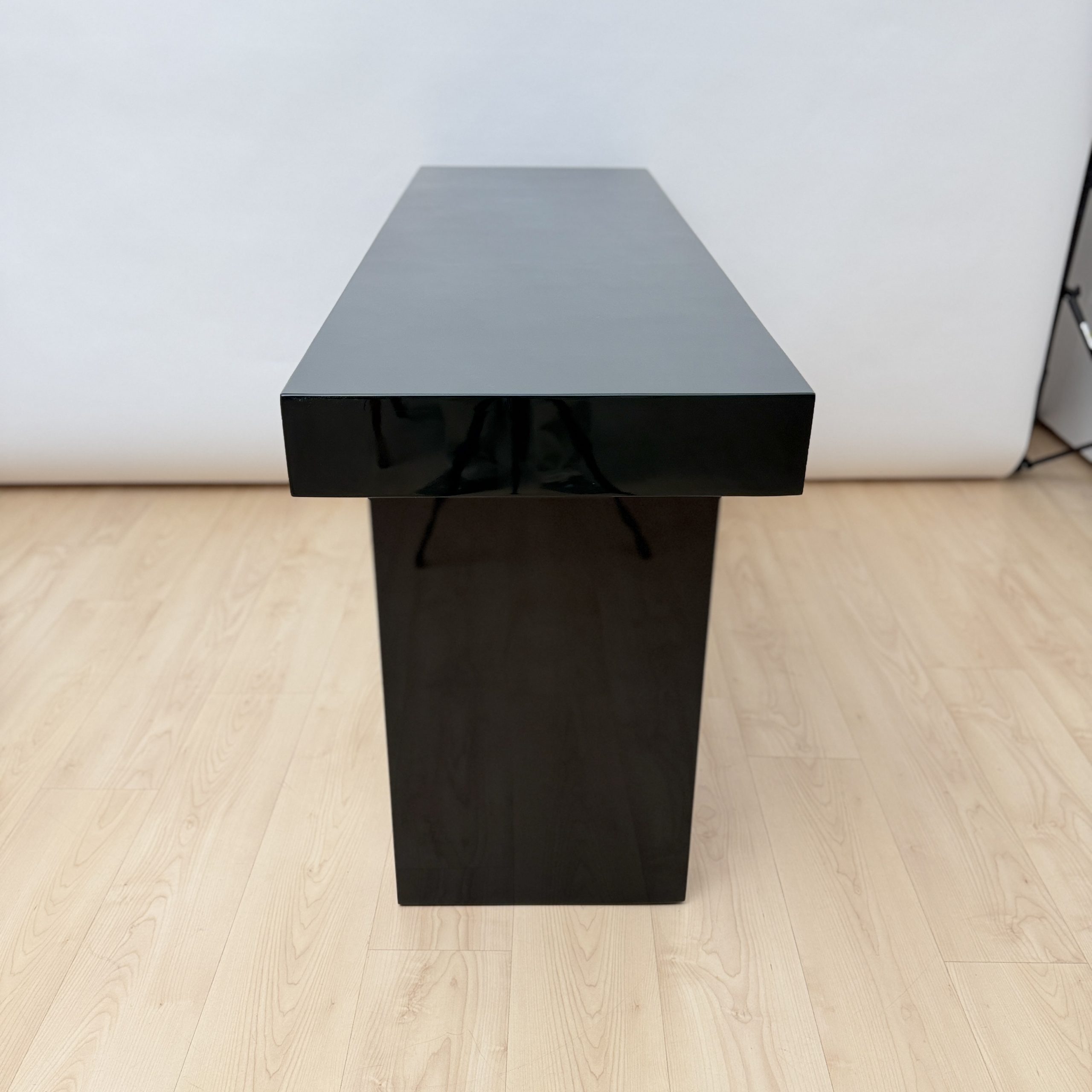 Vintage Italian console table, walnut and British Racing Green finish