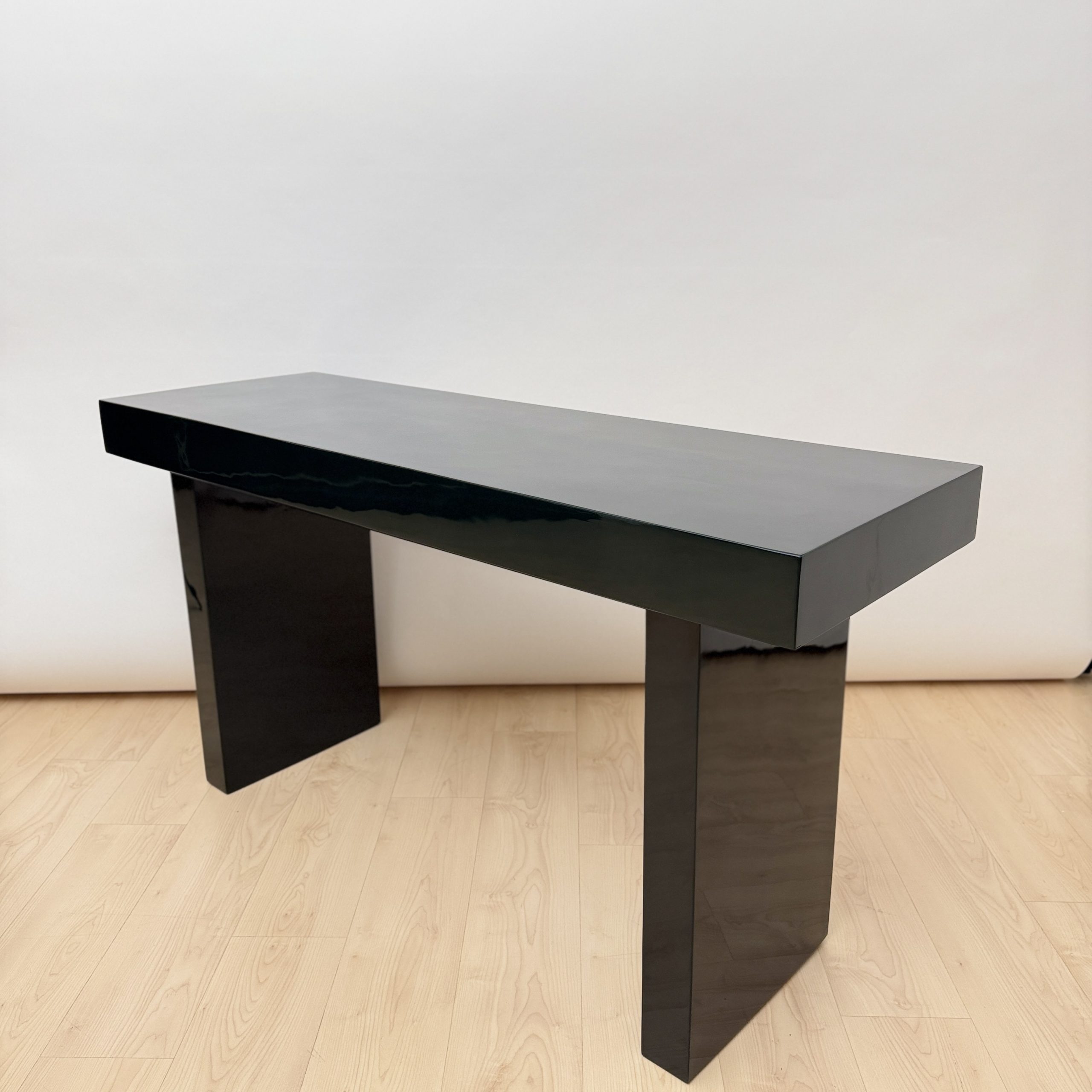 Vintage Italian console table, walnut and British Racing Green finish