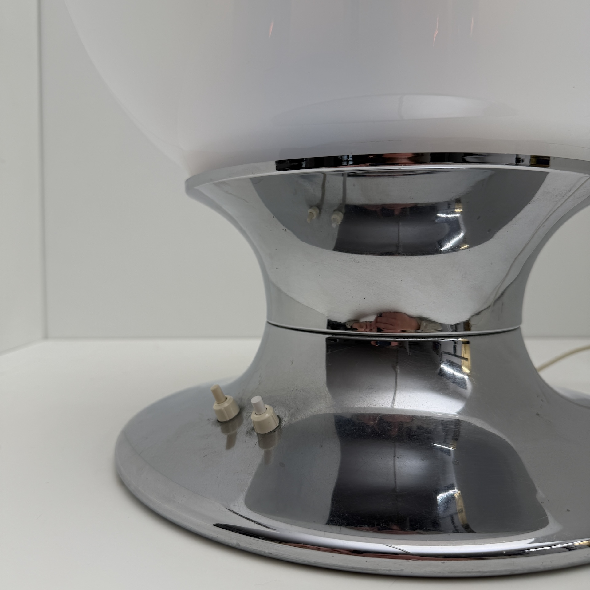 DE-LA-113 Space Age table lamp, Selenova, glass, chrome, copper, Italy, 1970s - Image 16