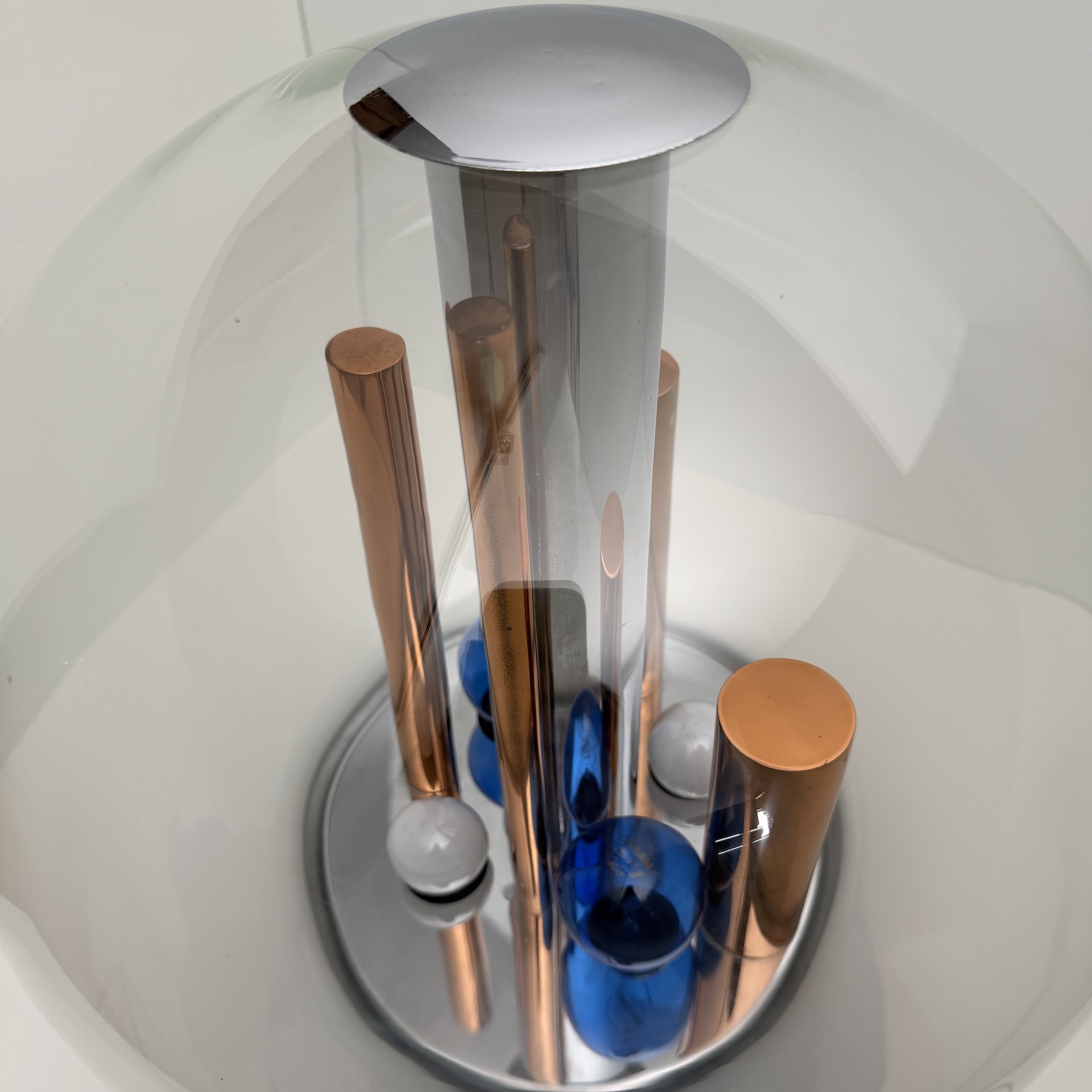 DE-LA-113 Space Age table lamp, Selenova, glass, chrome, copper, Italy, 1970s - Image 12