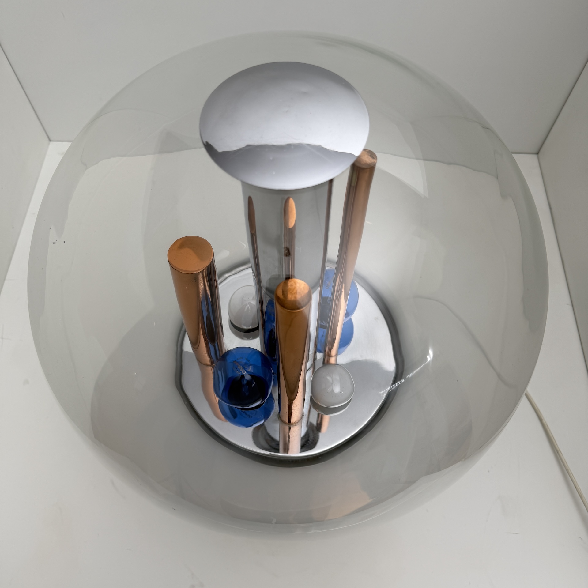 DE-LA-113 Space Age table lamp, Selenova, glass, chrome, copper, Italy, 1970s - Image 8