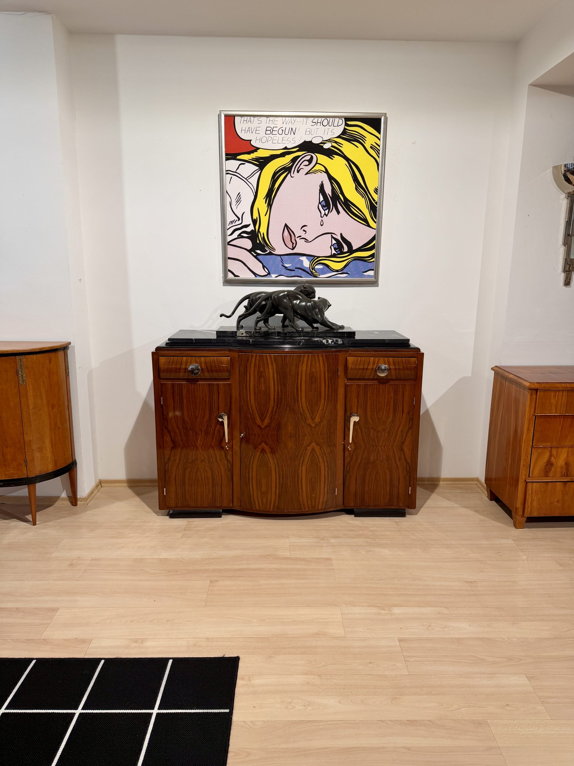 Art Deco Sideboard, Walnut with Roy Liechtenstein