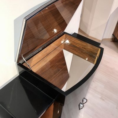 Art Deco Barschrank, Schwarz Lack und Nussbaum