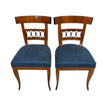 Paar Biedermeier Kirschbaum Stühle