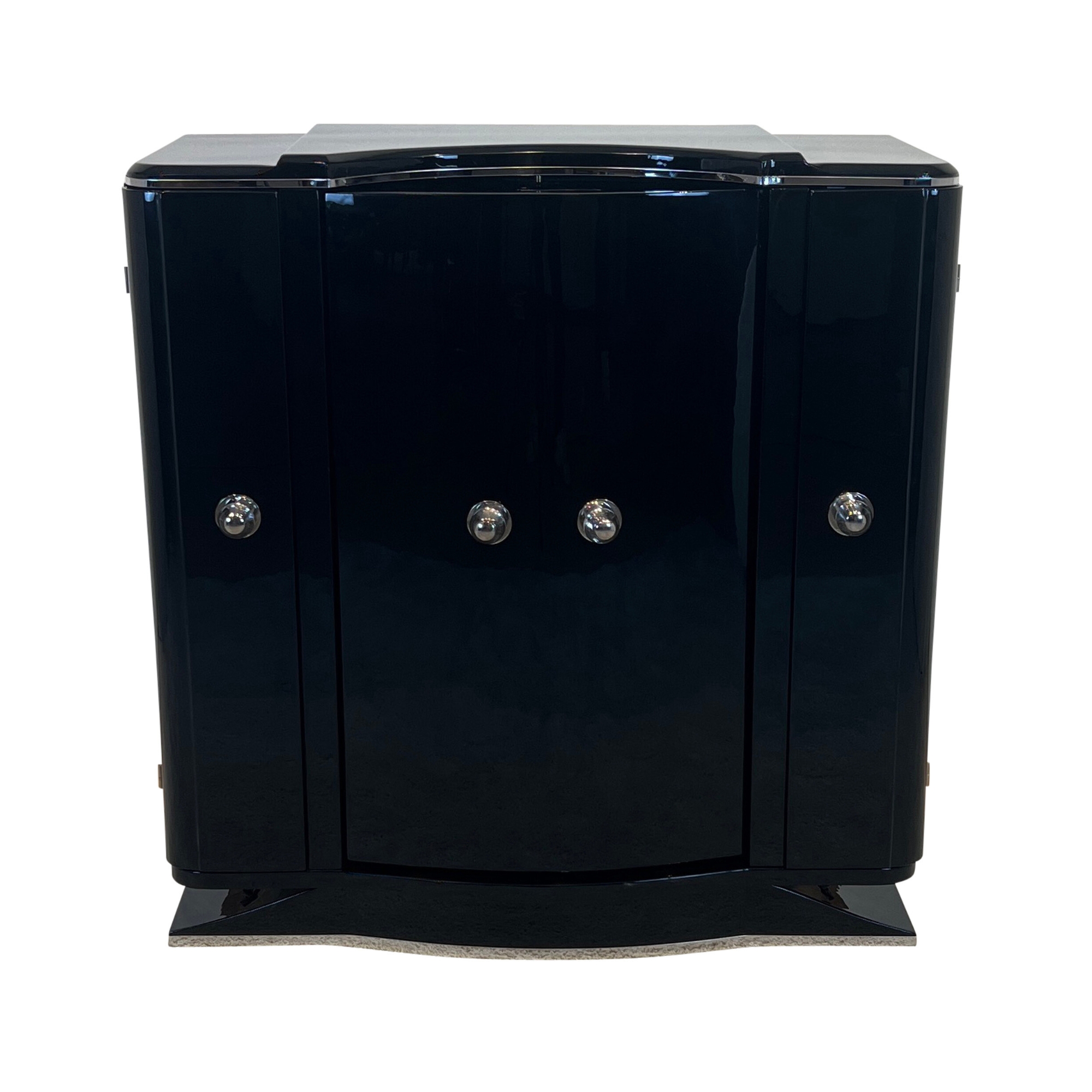 Art Deco Dreh-Bar, Barschrank, Schwarz, Creme Lack