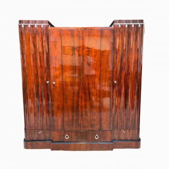 Art Deco Schrank, Palisander, Eiche, Silber und Chrom, Frankreich um 1930