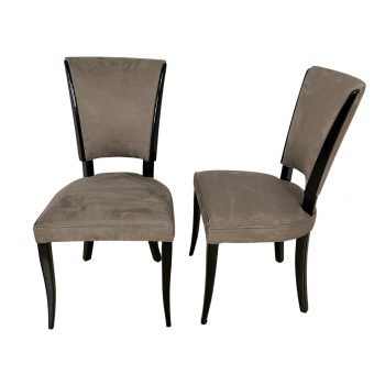 Sechser Satz franz. Art Deco Stühle, Schwarz Grau