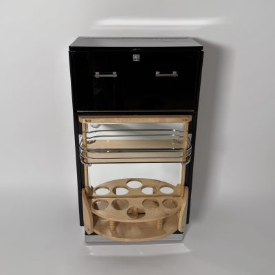 Drehbarer Art Deco Barschrank in Schwarzlack mit Chrom