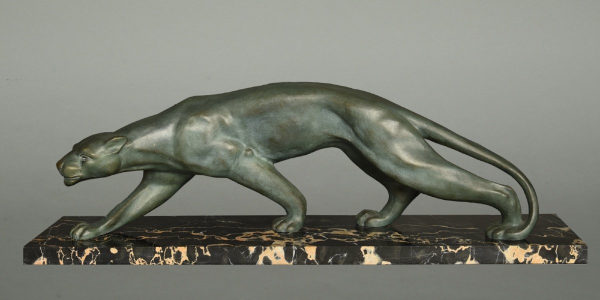 Großer Secondo Bronze Art Deco Panther