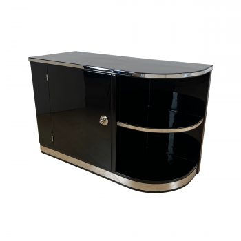 Art Deco Lowboard Schwarzlack und Chrom
