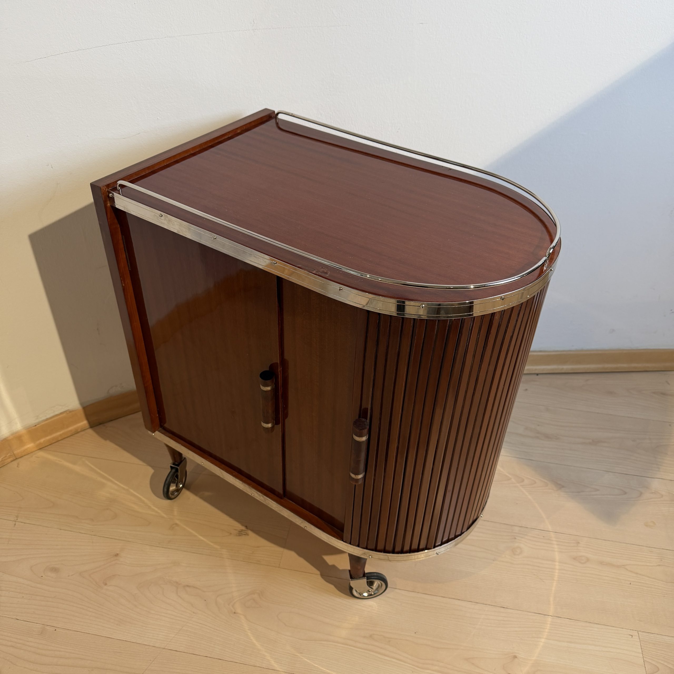 Art Deco Barwagen, Mahagoni, Chrom.10