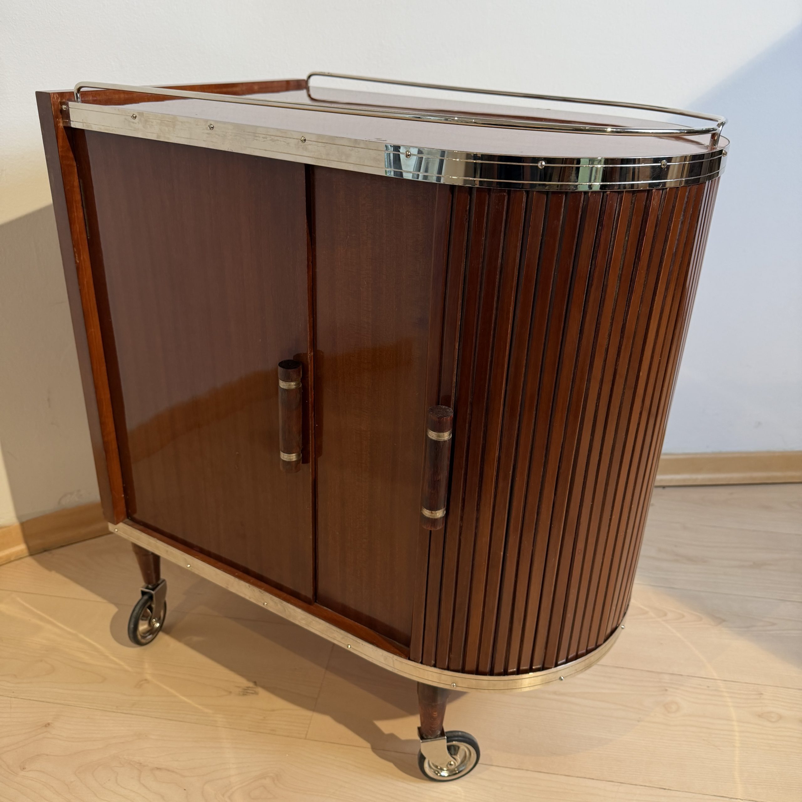 Art Deco Barwagen, Mahagoni, Chrom.11